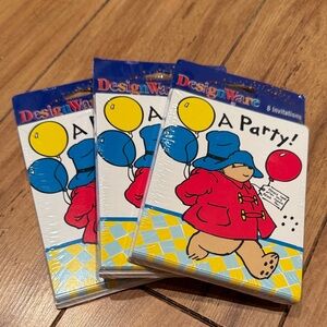 New Vintage 90’s DesignWare Paddington Bear Party Invitations 3 packs of 8